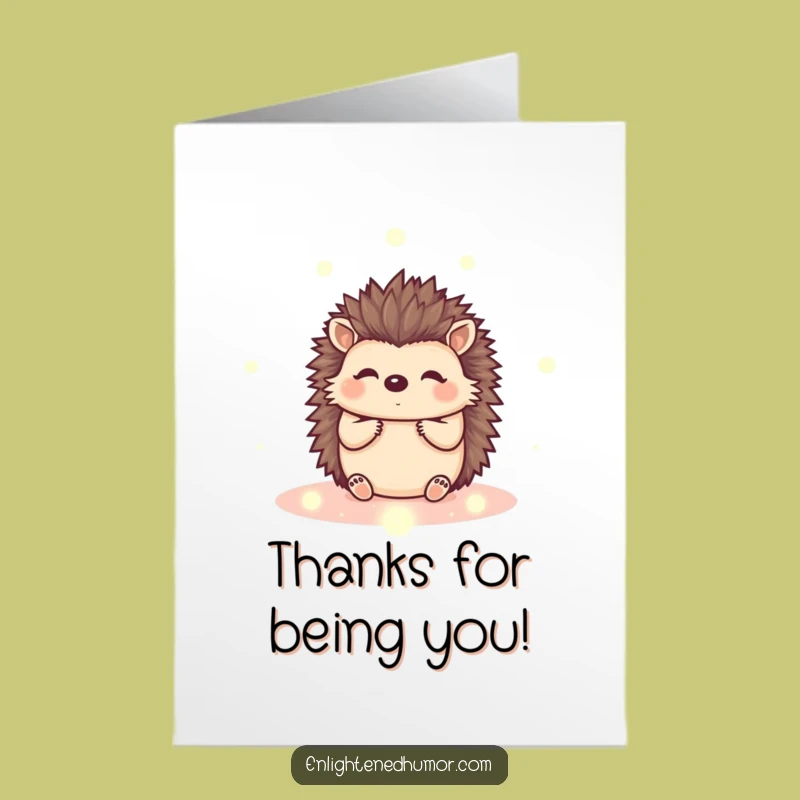 Free Printable Thank You Card: Grateful Kawaii Hedgehog & Orbs Funny Downloadable Gift