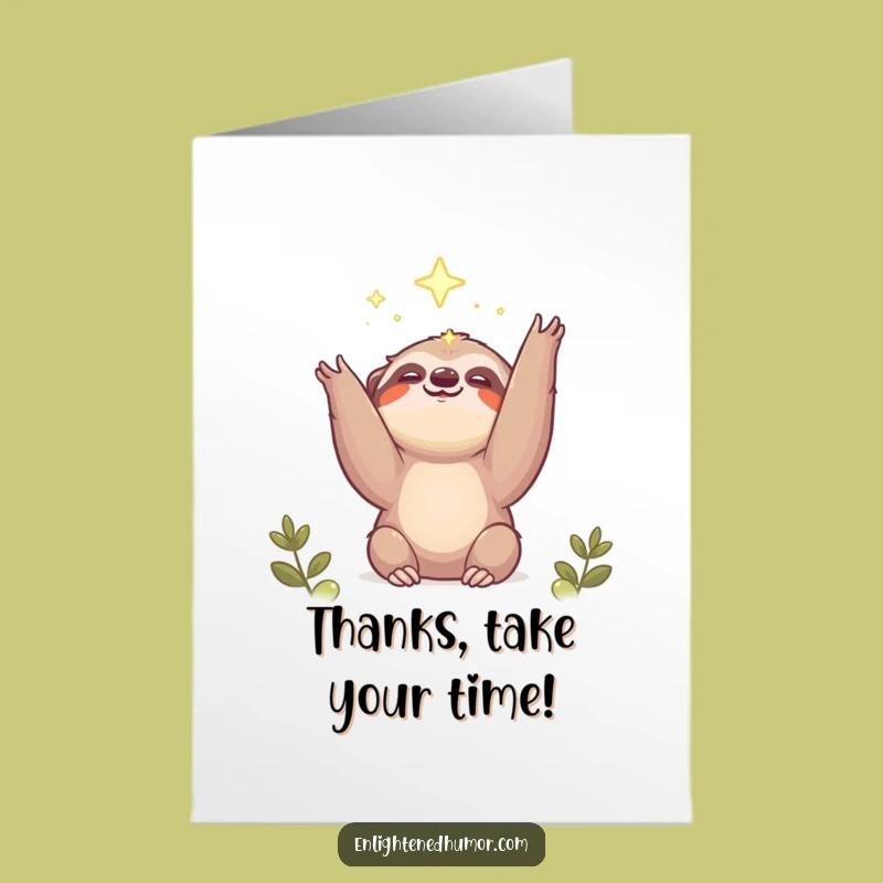 Free Printable Thank You Card: Grateful Sloth & Light Funny Downloadable Gift