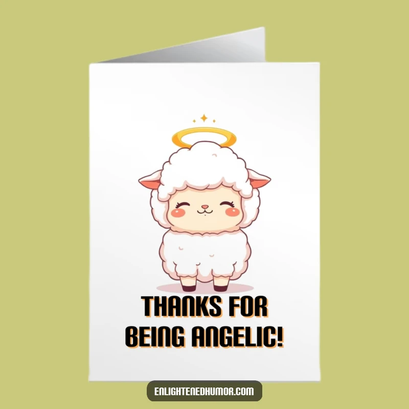 Free Printable Thank You Card: Blissful Sheep Halo - Easy Downloadable Gift