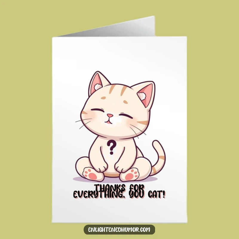 Free Printable Thank You Card: Curious Cat, Zen Thanks, Downloadable.
