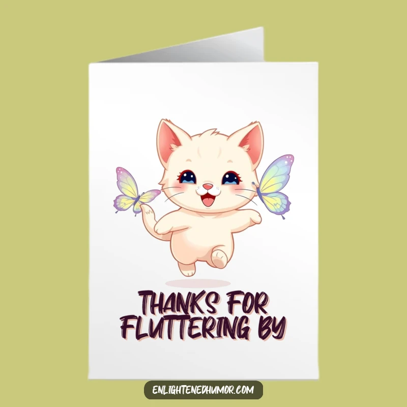 Free Printable Thank You Card: Kitten Butterfly, Delightful Downloadable Gift