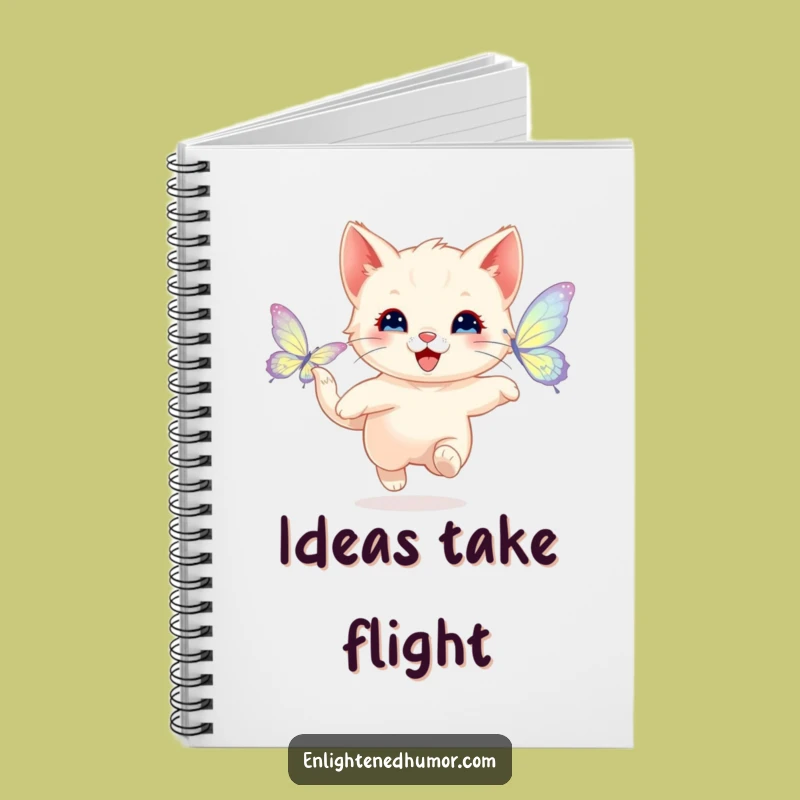 Funny Happy Kitten Butterfly Notebook - Playful Journal for Joyful Ideas