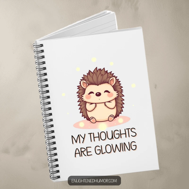 Funny kawaii hedgehog notebook with a cute animal and energy orbs design, great for journaling, planning, and notes.
