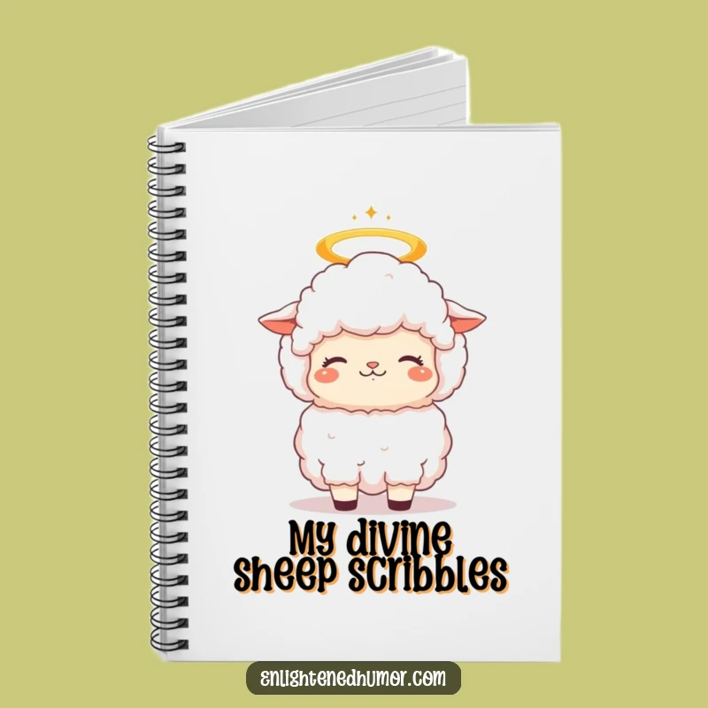 Funny Sheep Notebook: Kawaii Halo Journal, Inspirational Funny Gift for Peaceful Thoughts