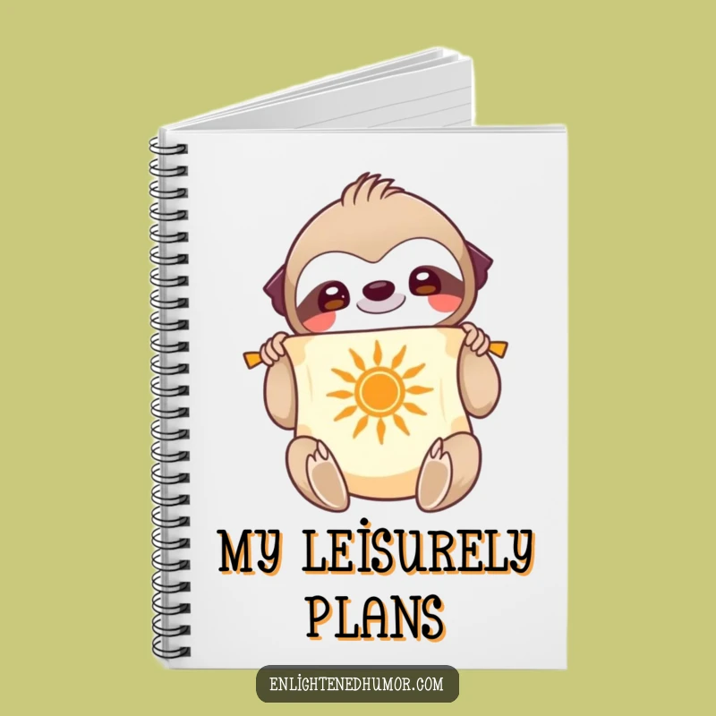 Wisdom Journal Funny Notebook: Smiling Sloth Unfurling Scroll With Sun
