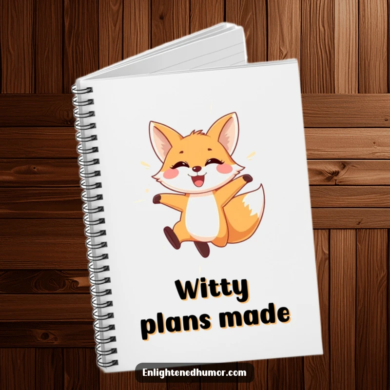 Funny Fox Notebook: Features a playful fox leaping through shimmering light with a wide smile. Perfect for jotting down ideas.
