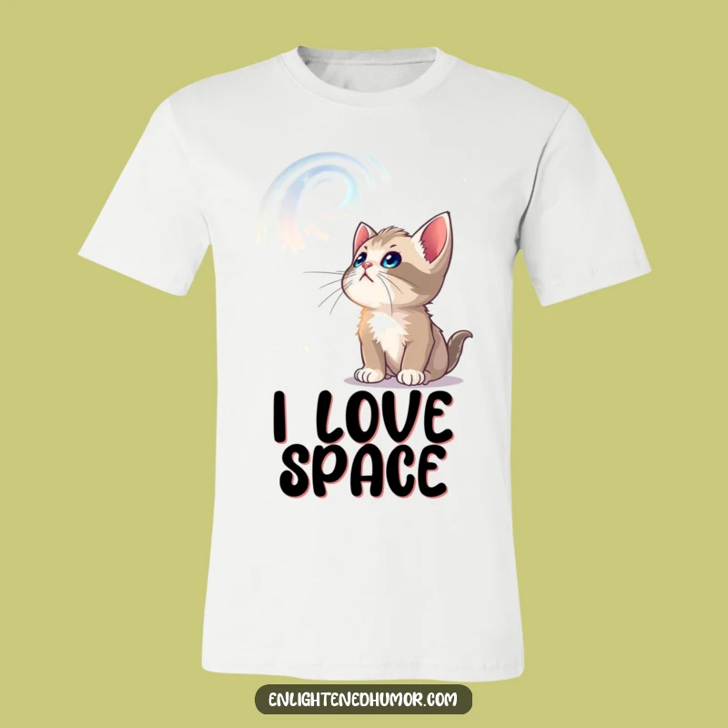 Funny Curious Kitten T-Shirt: Celestial Dreams Apparel for Dreamers