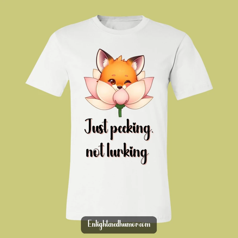 Funny Fox T-Shirt: Shimmering Lotus Peek, Whimsical Wildlife Tee, Ideal Funny Gift