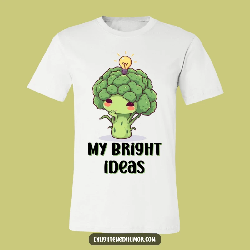 Funny Thoughtful Broccoli Lightbulb T-Shirt - Brilliant Minds Humorous Tee