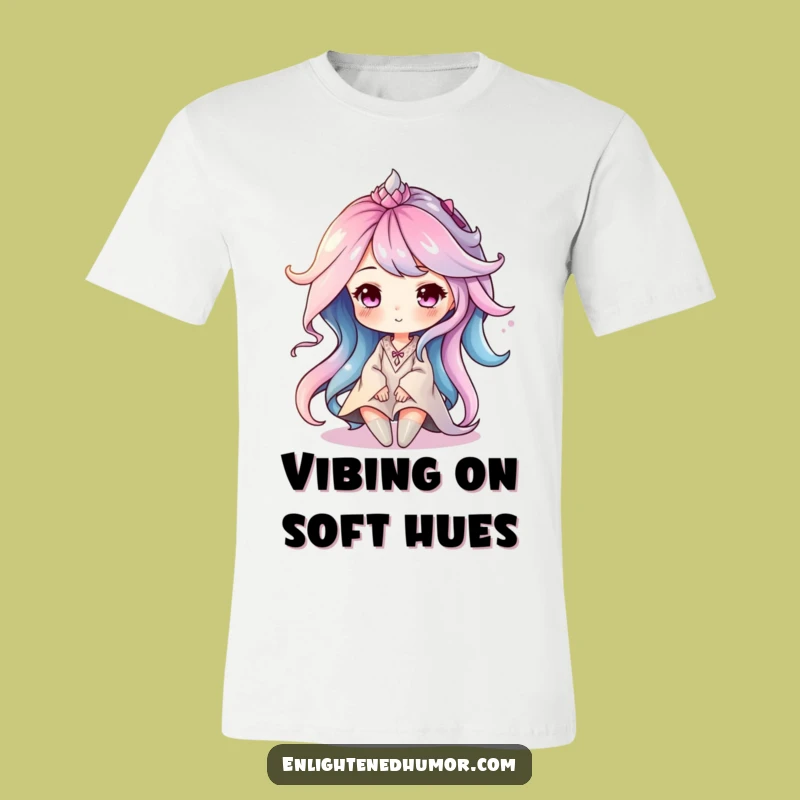 Funny Aura Character T-Shirt: Soft Colors, Serene Style Apparel