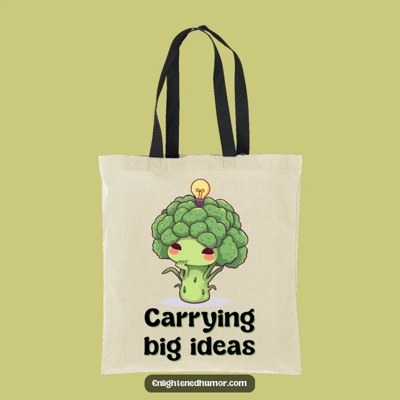 Funny Thoughtful Broccoli Lightbulb Tote Bag - Carry Your Bright Ideas Gift