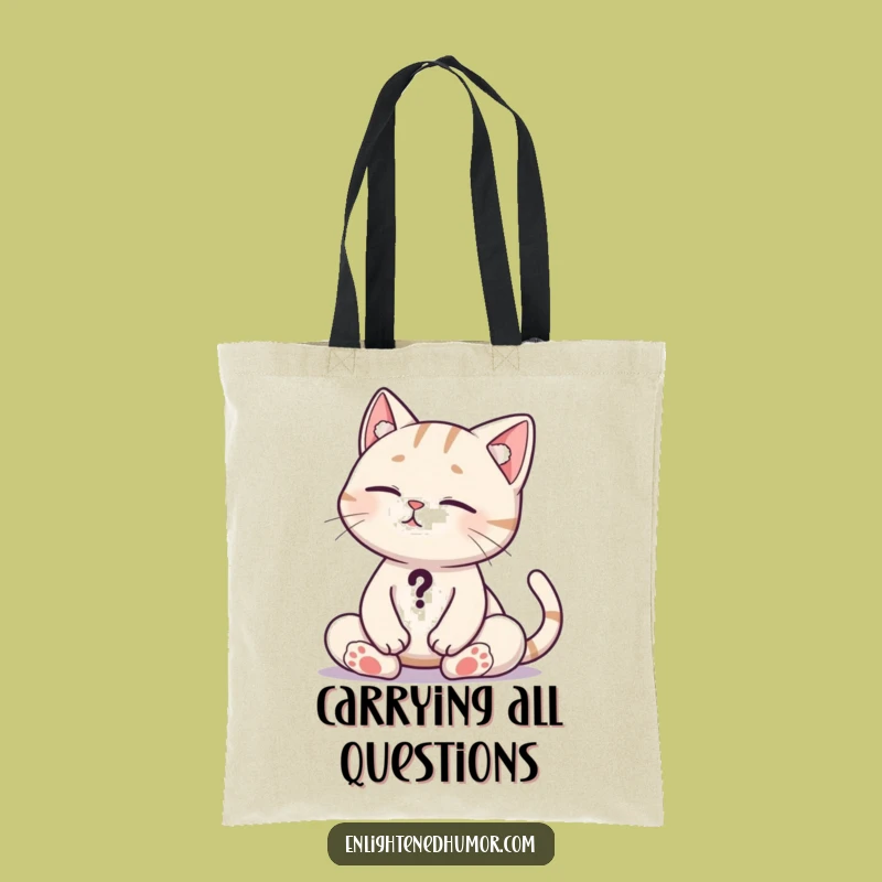 Funny Cat Question Tote Bag: Carry Your Thoughts with Quirky Style!