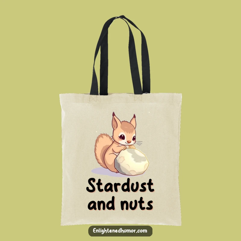 Funny Celestial Squirrel Tote Bag: Glowing Stone Contemplation, Practical Gift!