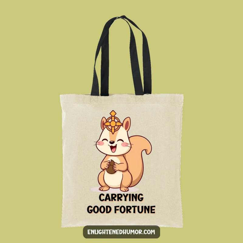 Funny Kawaii Squirrel Tote Bag: Nut Offering Accessory, Hilarious Spiritual Style