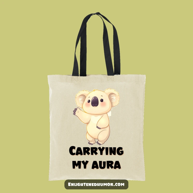 Funny Koala Aura Tote Bag: Glowing Uplifting Character, Practical Humorous Gift