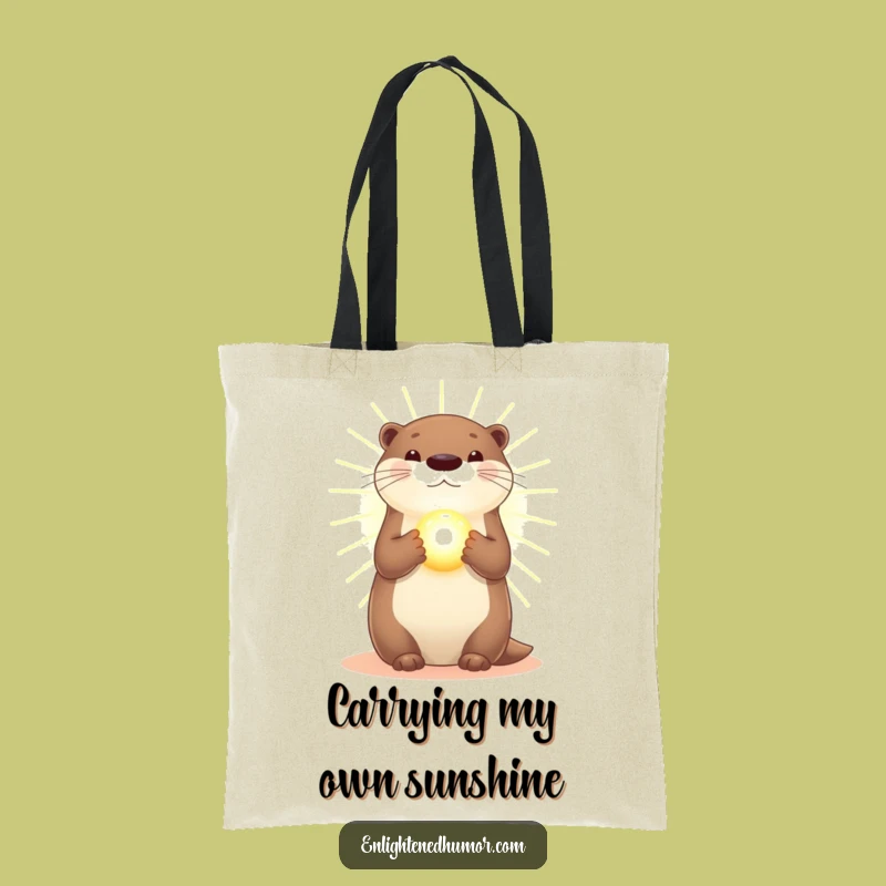 Funny Otter Tote Bag: Radiant Gold Light, Glowing Orb, Stylish & Practical Gift