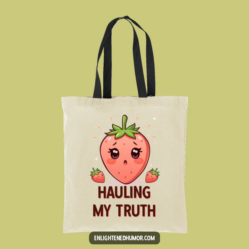 Funny Strawberry Enlightenment Tote Bag: Surprise Moment Bag, a Great Comical Gift